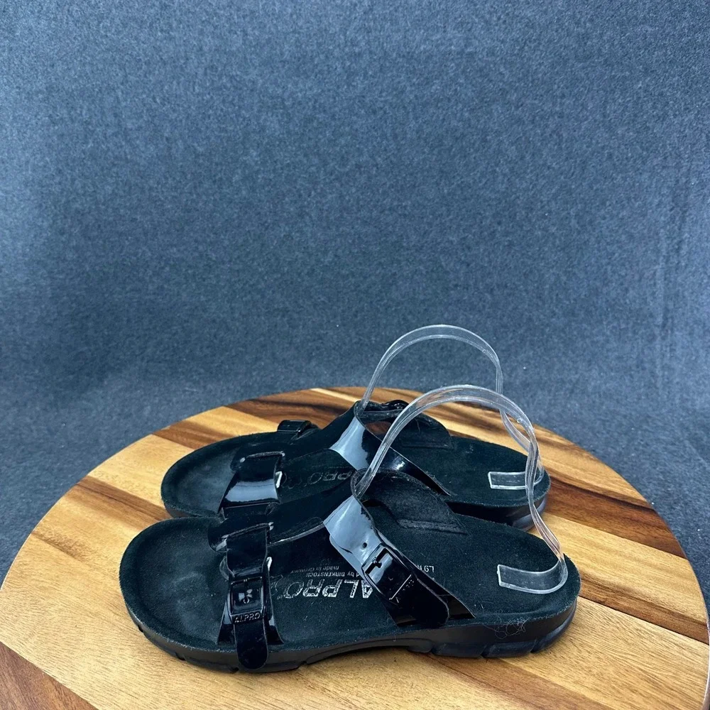 Alpro Birkenstock T Strap Sandals Slides Black Patent Leather Size 40 Women's 9